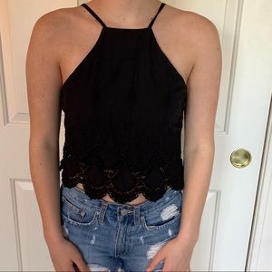 Kendall & Kylie black lace halter top